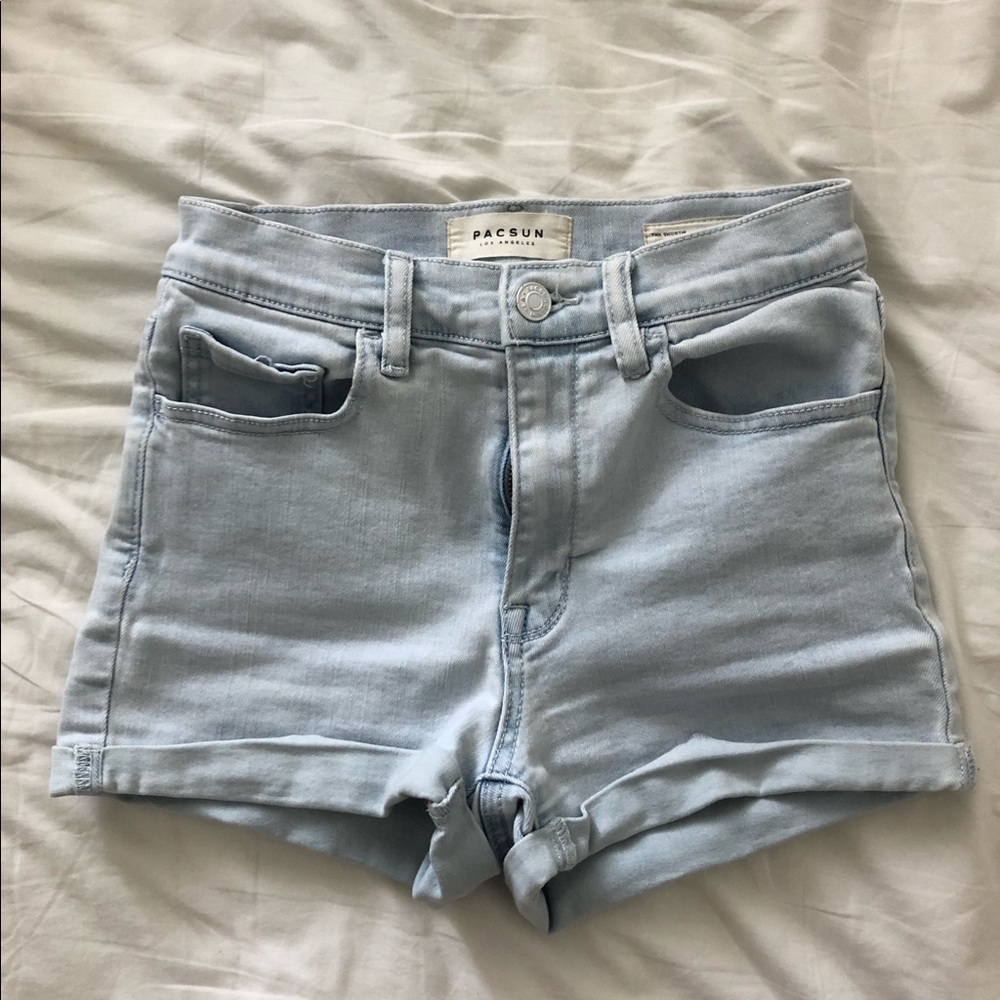 high rise denim shorts